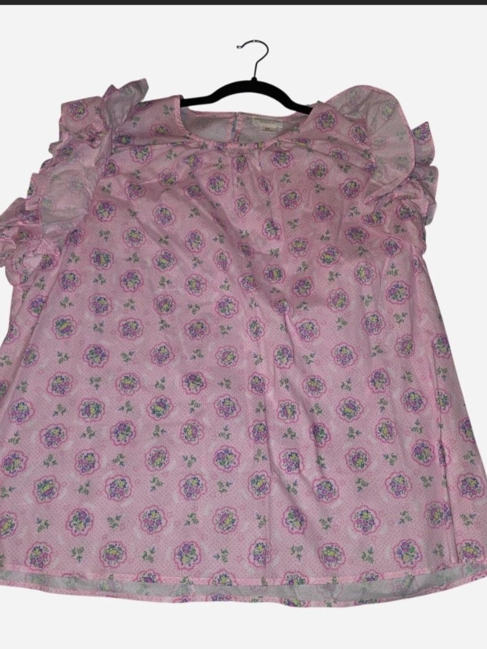 Chic Soul Pink Floral Ruffle Sleeve Blouse